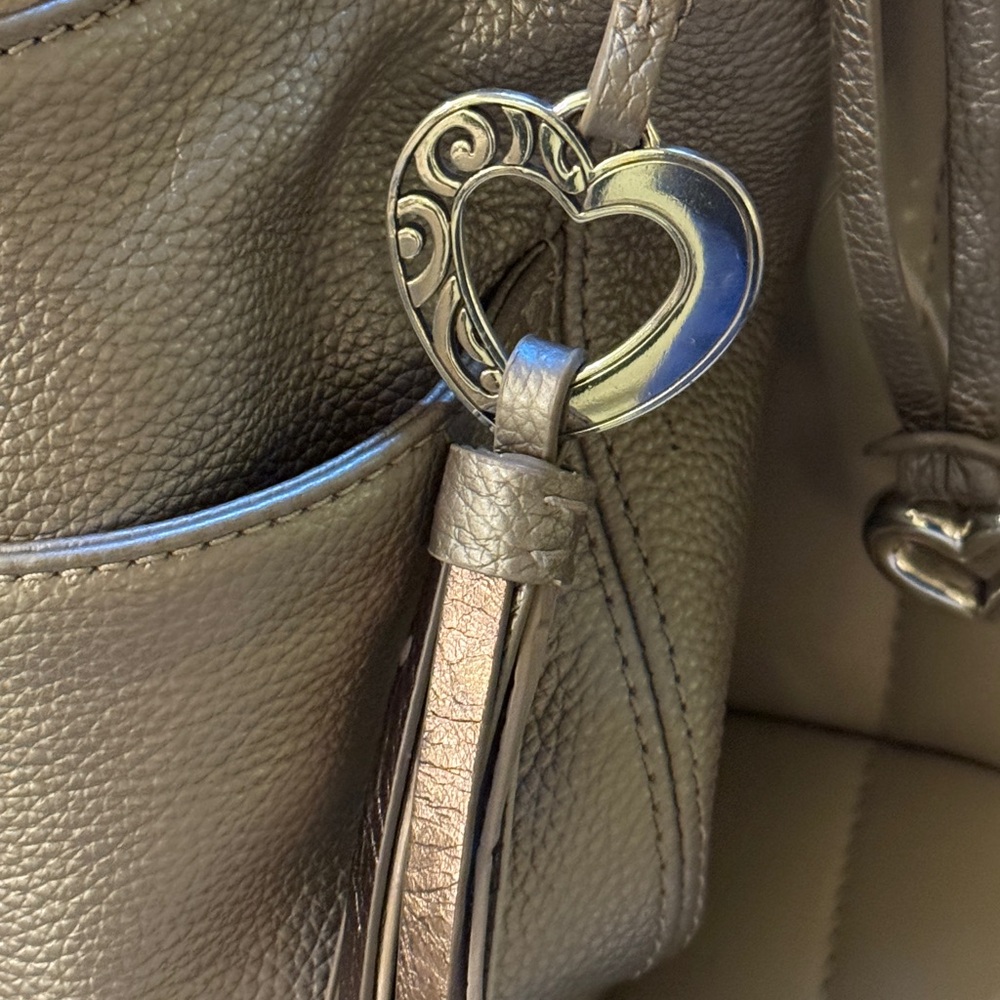 Brighton Barbados Pebbled Silver Leather Hobo Bag View 2